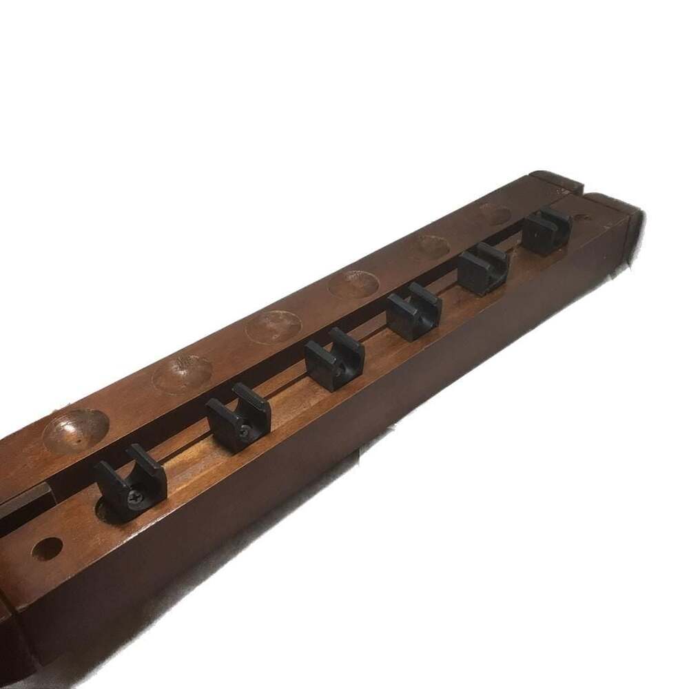 2-Piece Wooden Wall-Mounted 6-Cue Pool Stick Rack Holder